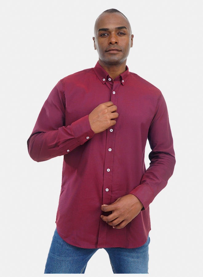 FIRE WOOD FireWood Long Sleeve Shirt  For Men- Wine Red - Image 1